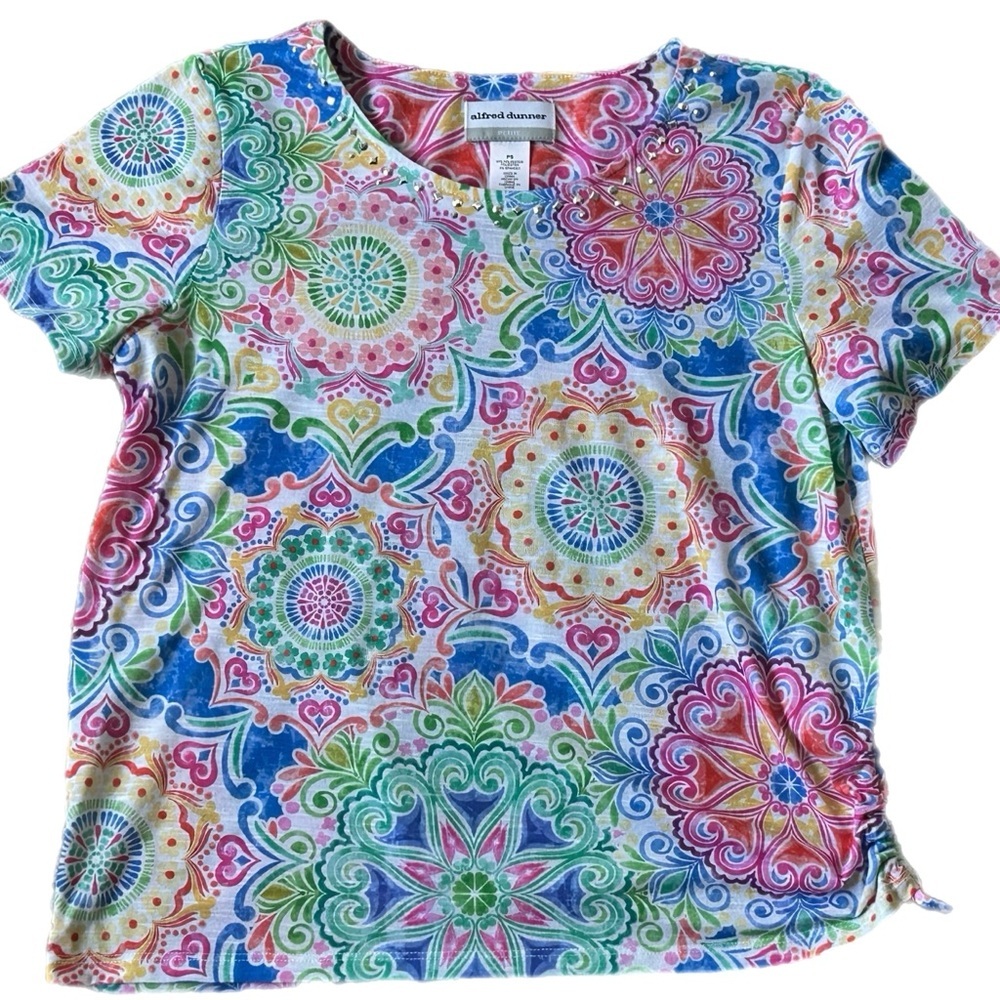 Alfred Dunner Multicolor Mandala Print Short Sleeve Top - Picture 3 of 7